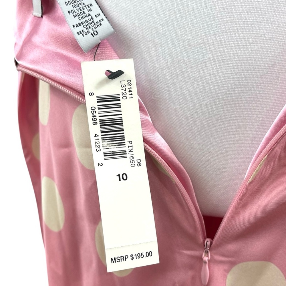 NWT Laundry By Shelli Segal Pink Silk Retro Polka Dot Dress Coquette Soft Girl - Picture 7 of 10